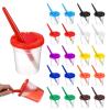 20 PCS No Spill Paint Cups with Lids, Painting Cups and Brushes Set, Spill Proof Paint Brush Cup Art Supplies for Learning Activities view 1