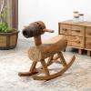 Wabi-Sabi Wooden Rocking Horse  Handcrafted Solid Wood Traditional Toy with Weathered Finish, Japanese Minimalist Children's Furniture view 2