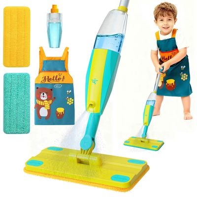 Kids Spray Mop,Toddlers Cleaning Play Sets with Real Water Sprayer,Includes Versatile Apron,Pretend Play Sets,Toddler Kids Cleaning Toy Set,Montessori Cleaning Set,Gifts for Boys Girls