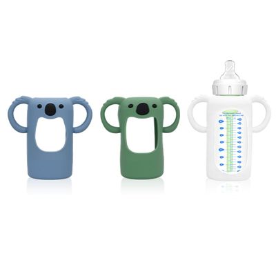 3 Pack Silicone Bottle Sleeves for Dr. Brown's Glass Baby Bottles, 8 oz, Anti-Slip Protective Covers with Handles, Baby Essentials(Bottles Not Included)