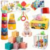 Etyat Baby Toys 6-12 Months, Montessori Toys for 1 Year Old, Silicone Pull String Teether Toy, Stacking Building Blocks Infant Toddler Toy 0-3, Shape Bin Sensory, Baby Boys&Girls Gifts Set view 1