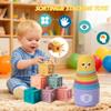 Etyat Baby Toys 6-12 Months, Montessori Toys for 1 Year Old, Silicone Pull String Teether Toy, Stacking Building Blocks Infant Toddler Toy 0-3, Shape Bin Sensory, Baby Boys&Girls Gifts Set view 2