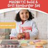 Popular Playthings Magnetic Build & Grill Hamburger Set, Educational Pretend Play Food Toy, Gifts for Toddlers Ages 3 & Up - Includes Grill 16 Pieces view 2