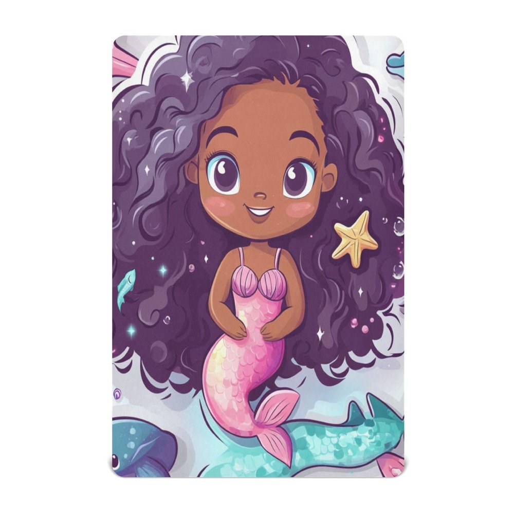 Mermaid Dolphin Starfish White Baby Crib Sheets Buttery Soft & Breathable Fitted Crib Sheet for Standard Mattress for Girls Toddler Boys Infant, 28"x52"x9"
