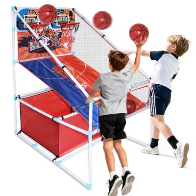 2-Player Kids Arcade Basketball Game Set, Dual Upgraded Hoop with LED Light Electronic Scoreboard 4 Balls, 3-12 Kids Sports Toys Carnival Games, Home Backyard Indoor Outdoor, Boys Girls Toddlers Gifts