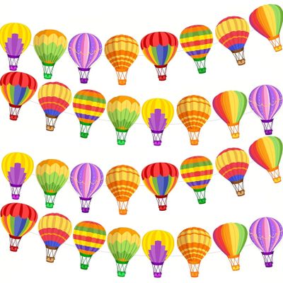 2 Pcs Colorful Hot Air Balloon Banner Colorful Hot Air Balloons Party Decor for Adventure,Travel, Dream Theme Party Celebrations
