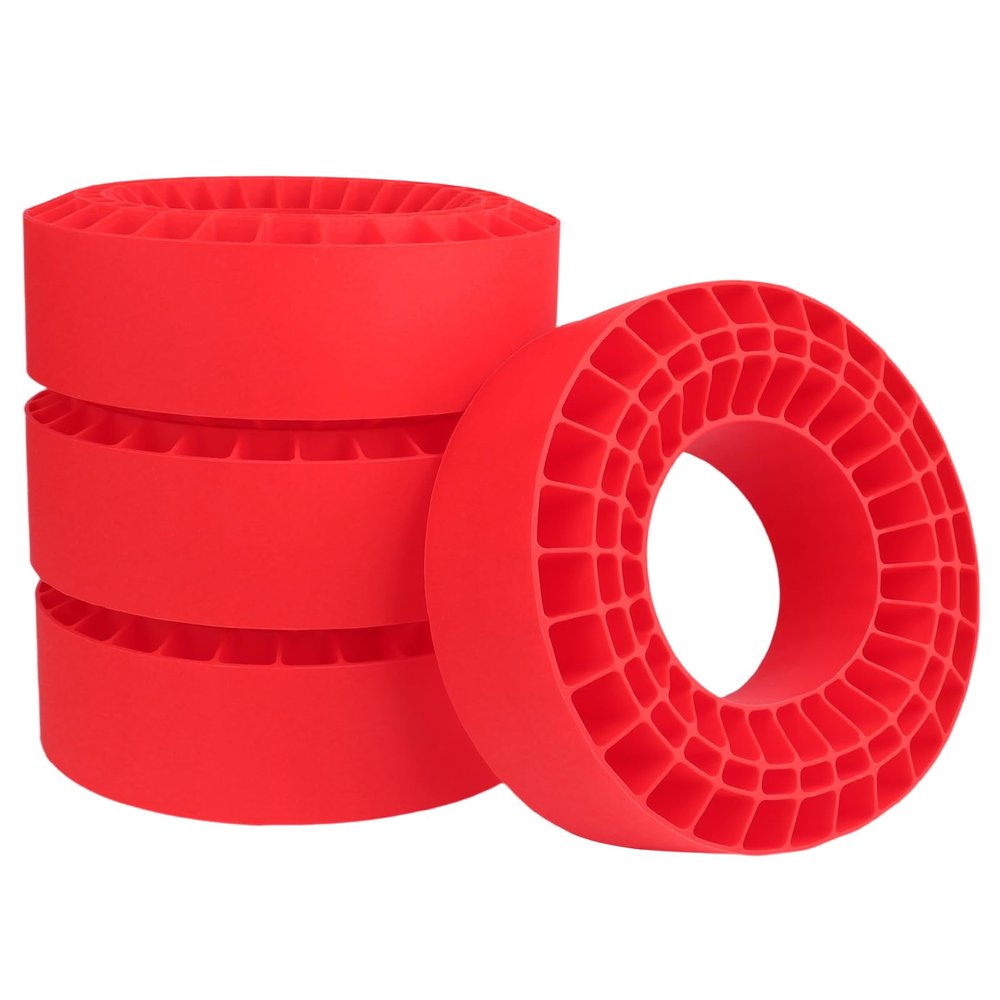 FriHobby Soft 2.2" Silicone Tire Inserts, 4Pack, Fits 132134mm (5.25" OD) Crawler Tires, Waterproof Foam Replacement for 1/10 RC Crawlers, 12545mm, Enhanced Traction & Sidewall Support (Red)