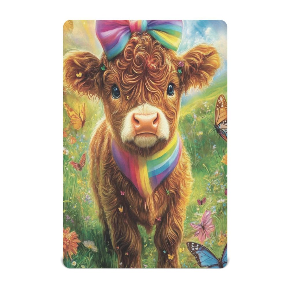 Butterfly Highland Cow Flowers Baby Crib Sheets Buttery Soft & Breathable Fitted Crib Sheet for Standard Mattress for Infant Toddler Boys Girls, 28"x52"x9"