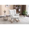 050-Teddy Fabric Rocking Gilder Nursery Chair for Living Room Indoor,Black (Ivory) view 2