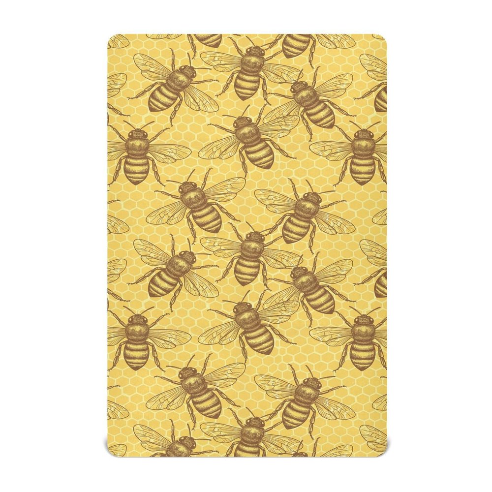 Bee Light Yellow Baby Crib Sheets Buttery Soft & Breathable Fitted Crib Sheet for Standard Mattress for Infant Boys Toddler Girls, 28"x52"x9"