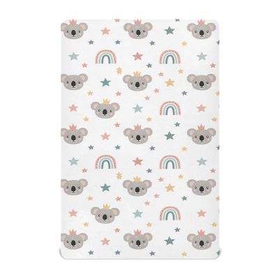 Koala Rainbow Star White Baby Crib Sheets Buttery Soft & Breathable Fitted Crib Sheet for Standard Mattress for Girls Infant Toddler Boys, 28"x52"x9"