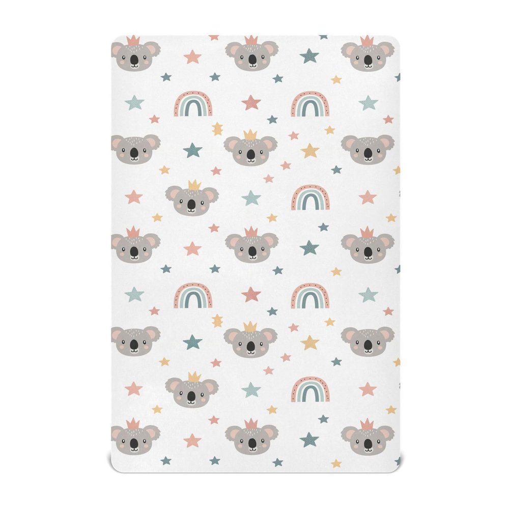 Koala Rainbow Star White Baby Crib Sheets Buttery Soft & Breathable Fitted Crib Sheet for Standard Mattress for Girls Infant Toddler Boys, 28"x52"x9"