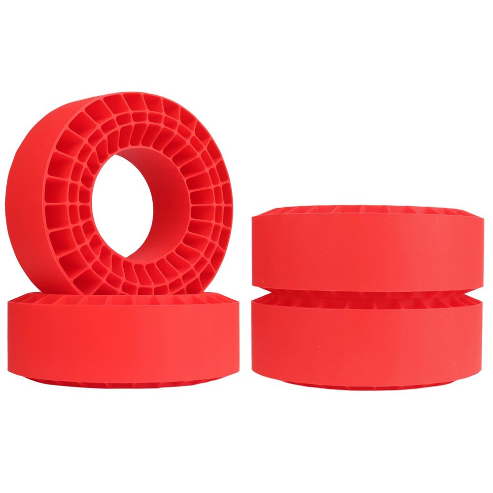 CrazyHobby 2.2" Soft Silicone Inserts, Fits 132134mm 5.25" OD Crawler Tires, 4Pack, Waterproof, Traction & Sidewall Support for 1/10 RC Crawlers, 12545mm, Compatible with TRX4 SCX10 (Red)