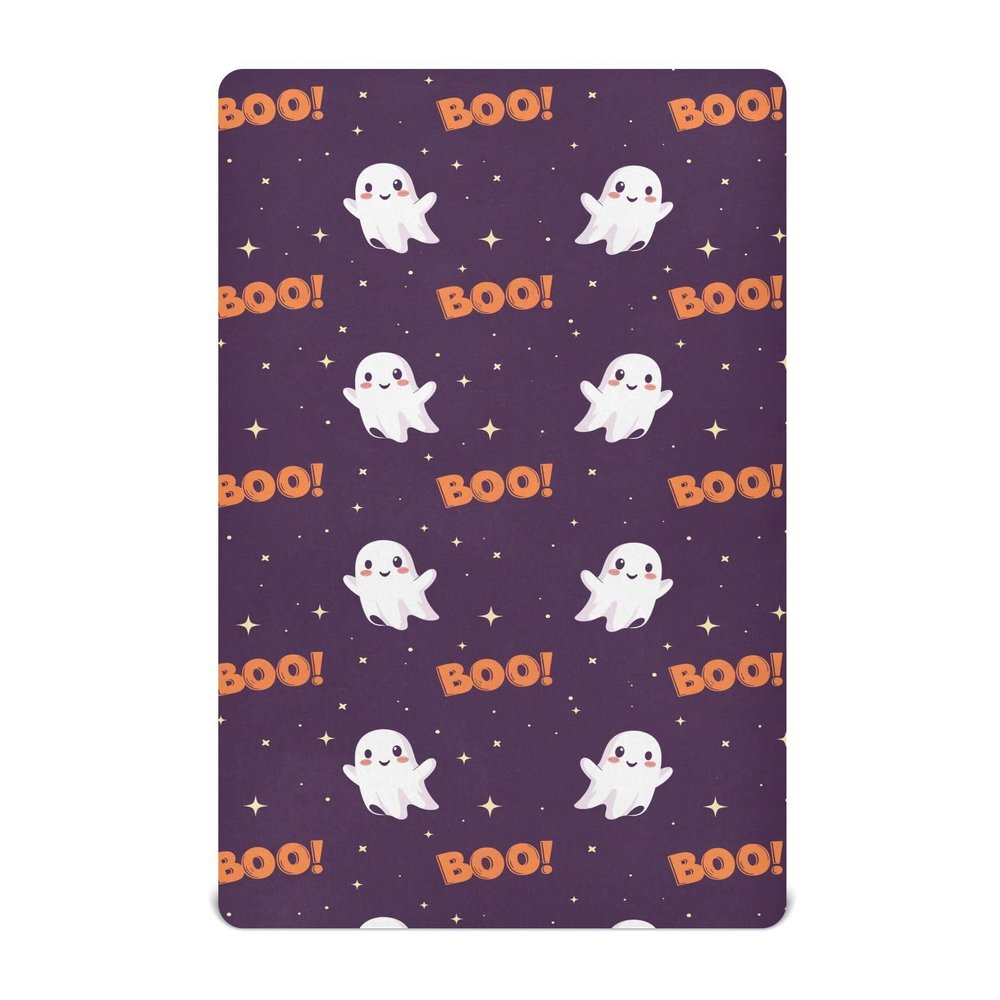 Halloween Boo Ghosts Purple Baby Crib Sheets Buttery Soft & Breathable Fitted Crib Sheet for Standard Mattress for Toddler Boys Girls Infant, 28"x52"x9"