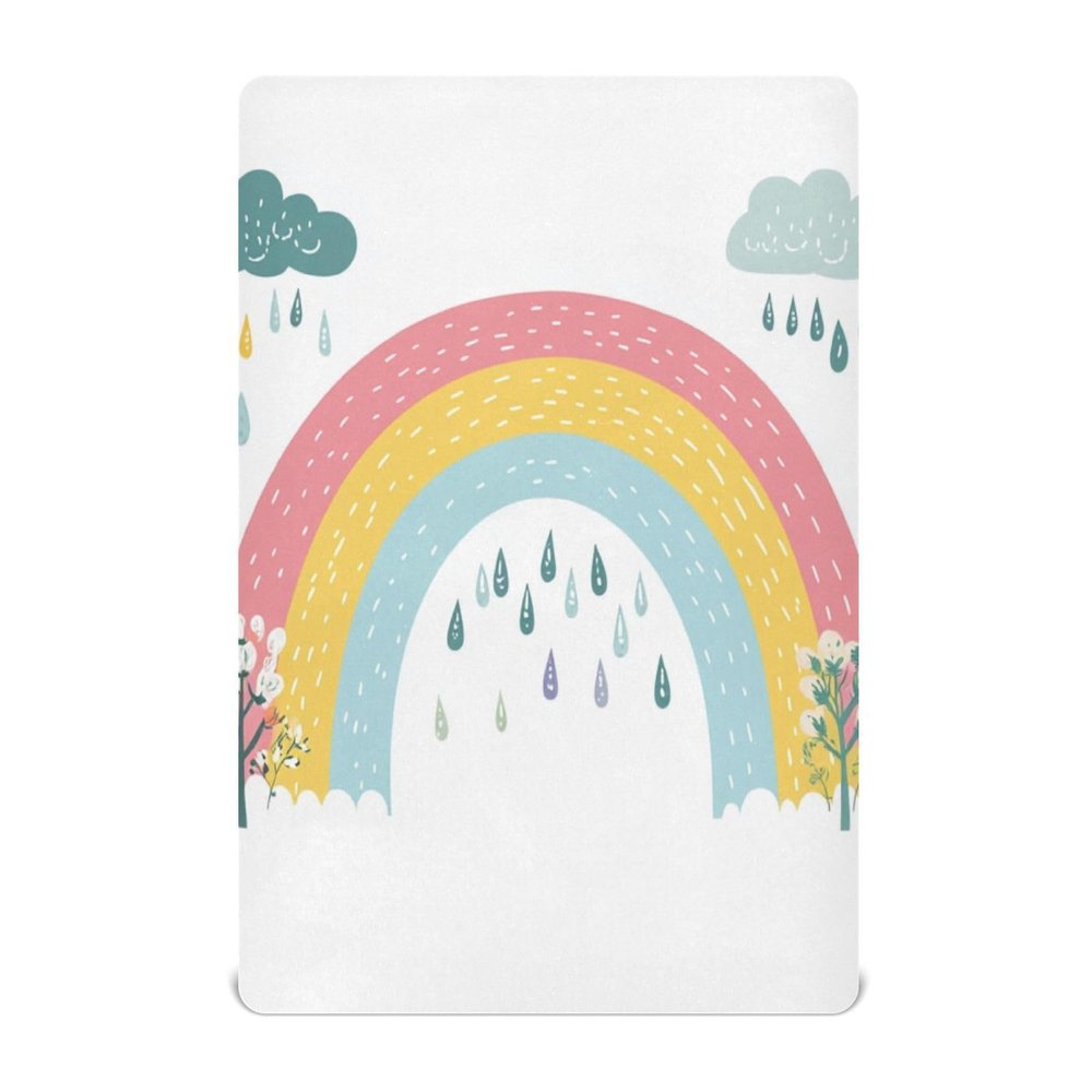 Flower Rain Cloud White Baby Crib Sheets Buttery Soft & Breathable Fitted Crib Sheet for Standard Mattress for Infant Toddler Boys Girls, 28"x52"x9"