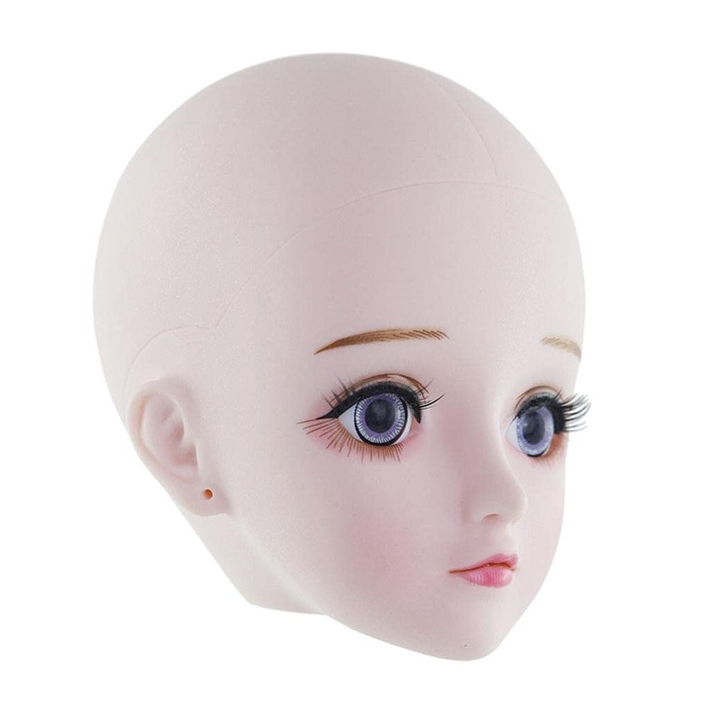 60cm 1/3 Doll Girls Head with Full Set 4D Eyes European Colored Skin Plastic Head Sculpt