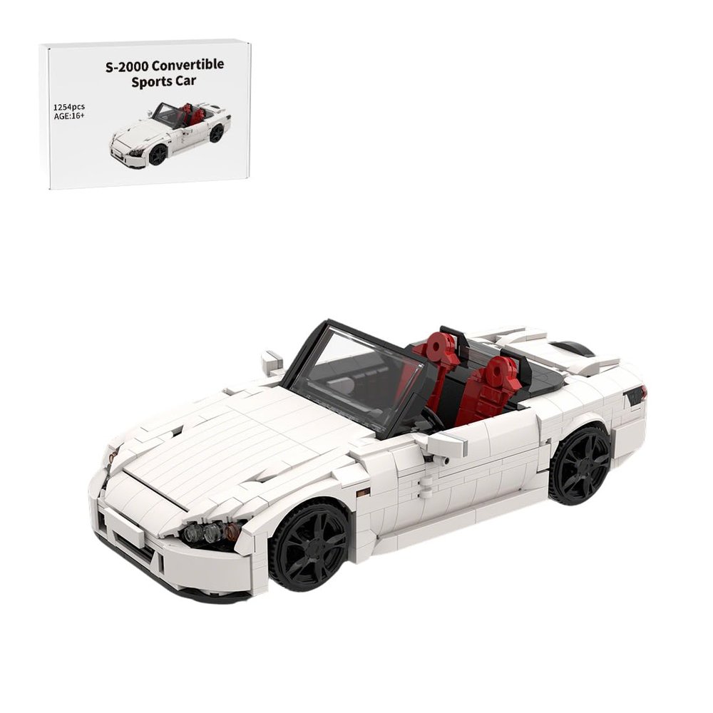1/14 Scale S-2000 Convertible Sports Car Building Blocks Set Designed by MihailUA, Mini Roadster Model with Opening Doors, Hood and Trunk, Vehicle Model Kit for Car Enthusiast (1254PCS)