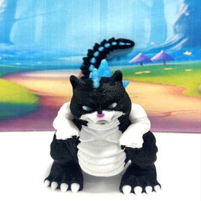 Catzila, 3D Printed Glow in The Dark Fidget Toy, 3 inches Tall Catzila Articulated Fidget Toy | Cat | Desk Toy | Silly Gift Idea Gift for Animal Lovers -ACZ-Black