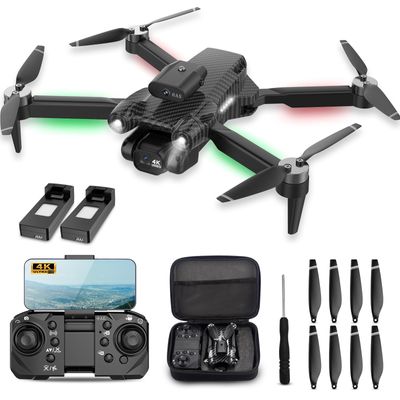 4K Camera Drone for Kids 8-12 & Adults - Beginner-Friendly Mini Drone with Emergency Stop, Headless Mode,360 Flips, Carrying Case & 2 Batteries, RC Quadcopter Toys for Boys Girls Age 6-14-Charcoal black