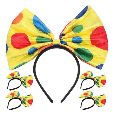 ABOOFAN 5pcs Circus Clown Headband: Clown Hair Accessories - Vibrant Dot Bowknot Headband For Role-Playing Party Costumes & Themed Celebrations