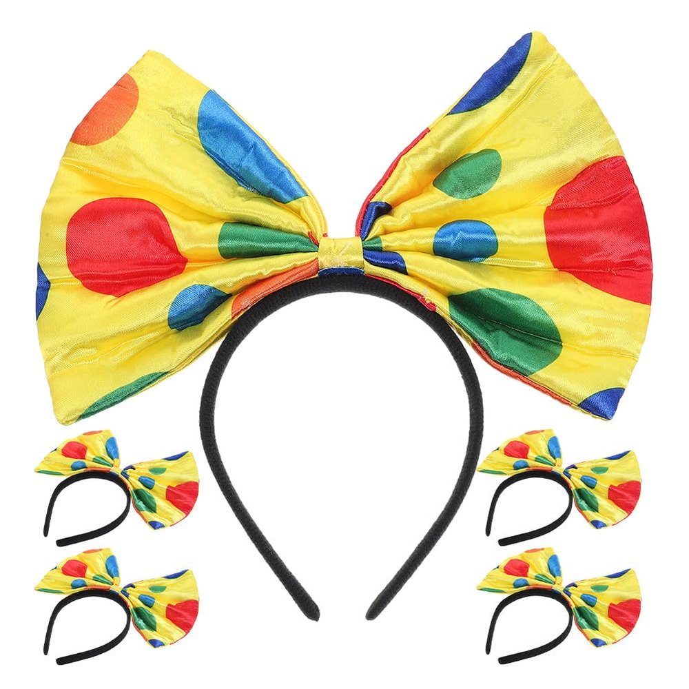 ABOOFAN 5pcs Circus Clown Headband: Clown Hair Accessories - Vibrant Dot Bowknot Headband For Role-Playing Party Costumes & Themed Celebrations