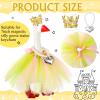 Sunnymove 7 Inch Winter Mini Desk Goose Outfits with Crystal Rhinestone Tiara Crown Necklace Tutu Dress Magnetic Goose Key Holder Princess Customs for Statue Duck Key Holder(Green) view 2