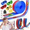 20ft Flexible Race Track for Kids with 4 Pull-Back Cars & Portable Storage Bag,4pcs Strong Suction Cups,5pcs Track Stabilizers,for 1/64 Cars,Roll Up Slot Car Race Track with Loops view 1