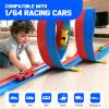 20ft Flexible Race Track for Kids with 4 Pull-Back Cars & Portable Storage Bag,4pcs Strong Suction Cups,5pcs Track Stabilizers,for 1/64 Cars,Roll Up Slot Car Race Track with Loops view 2