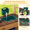 HONEY JOY Mud Kitchen, Cedar Wood Pretend Play Kitchen for Toddlers, Plant Growing Box & Trellis, Real Faucet w/Running Water, Sink, Accessories, Outdoor Kids Kitchen Playset for Garden Fun(Natural) view 3