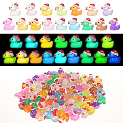 160 Pcs Mini Christmas Resin Ducks Luminous Tiny Ducks Little Glow in The Dark Plastic Ducks for Micro Landscape Garden Aquarium Dcor Dollhouse Accessories DIY Craft Slime Making Xmas Decoration