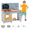 Costzon Mud Kitchen, Wooden Toy Playset w/Stoves, Sink, Faucet, Grill Rack, Chalkboard, Rotatable Knobs, Flowerpots, Shelves & Cabinets, Outdoor Mud Kitchen for Kids Aged 3-8 view 1