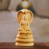 4.72" Naga Buddha Statue Hand-Carved Shakyamuni Meditation Sculpture with Serpent Hood | Sacred Serpent Guardian Spiritual Wood Art | Zen Home Office Altar Decor & Mindful Gift Collection view 2