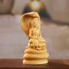 4.72" Naga Buddha Statue Hand-Carved Shakyamuni Meditation Sculpture with Serpent Hood | Sacred Serpent Guardian Spiritual Wood Art | Zen Home Office Altar Decor & Mindful Gift Collection view 3