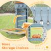 HONEY JOY Mud Kitchen, Cedar Wood Pretend Play Kitchen for Toddler, Real Faucet w/Running Water, Sink, Cook Accessories, Chalkboard, Storage Cabinet, Outdoor Kids Kitchen Playset for Garden Fun, Blue view 4