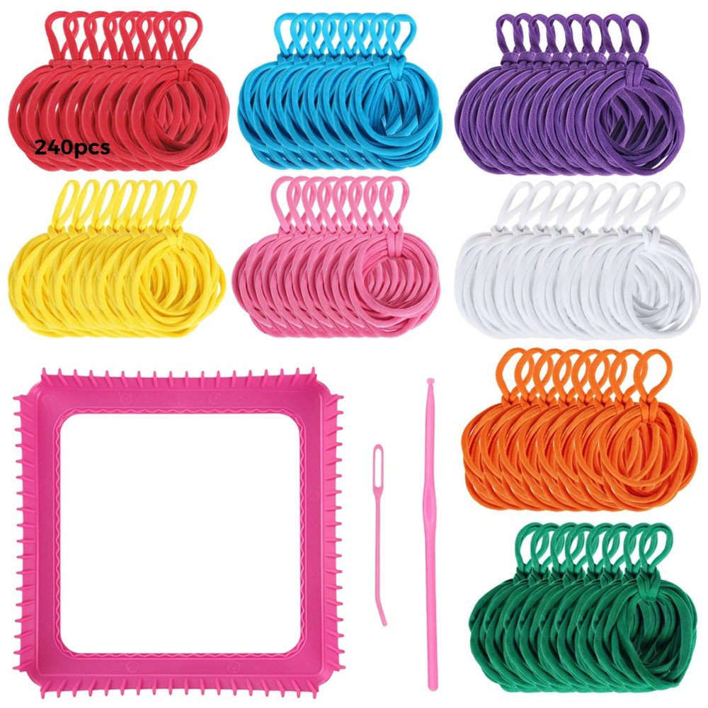240 Pcs DIY Potholder Kit Featuring 8 Bright Colors, Includes Weaving, Crochet Hook, and Sewing Needle, Ideal for Craftful Projects and Creative Enjoyment