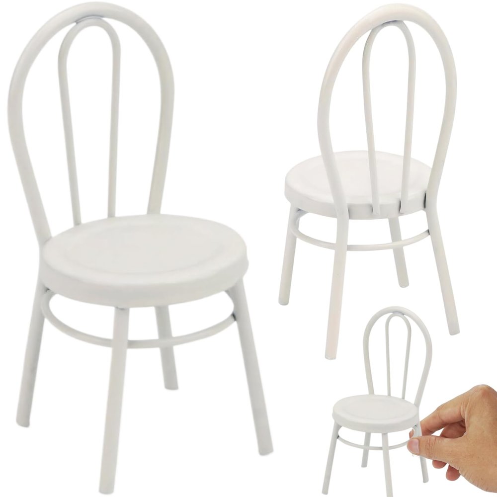 2Pcs Mini Chair, Metal Bistro Chair Dollhouse Furniture Realistic 1 12 Scale Dollhouse Furniture DIY Mini Backrest Chairs for Dinning Accessories | Miniature