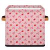 11" Pink Bow Strawberry Storage Basket Cube Large Toys Storage Box Bin with Handle Collapsible Closet Shelf Cloth Organizer for Nursery Bedroom view 1