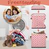 11" Pink Bow Strawberry Storage Basket Cube Large Toys Storage Box Bin with Handle Collapsible Closet Shelf Cloth Organizer for Nursery Bedroom view 3