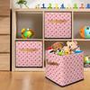 11" Pink Bow Strawberry Storage Basket Cube Large Toys Storage Box Bin with Handle Collapsible Closet Shelf Cloth Organizer for Nursery Bedroom view 4