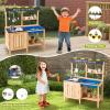 HONEY JOY Mud Kitchen, Cedar Wood Pretend Play Kitchen for Toddler, Removable Sink, Cook Accessories, Planter Box, Storage Cabinet, Outdoor Kids Kitchen Playset for Garden Fun, Natural view 2