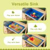 HONEY JOY Mud Kitchen, Cedar Wood Pretend Play Kitchen for Toddler, Removable Sink, Cook Accessories, Planter Box, Storage Cabinet, Outdoor Kids Kitchen Playset for Garden Fun, Natural view 3