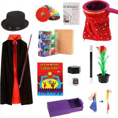 CHICTRY Magic Kit, Magic Set with Magician Costume for Beginners, Magic Tricks for Stage Performance Magic Shows Type 2 One Size