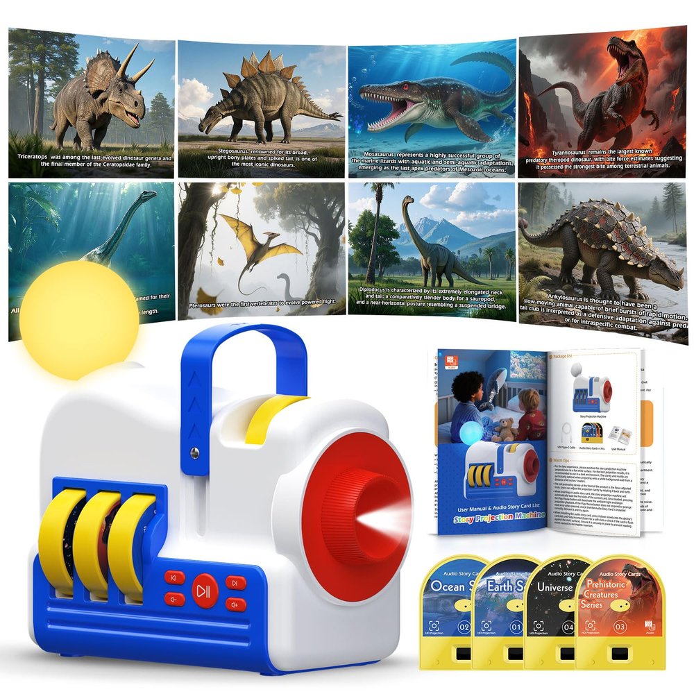 Bedtime Story Projector for Kids,Bedroom Kids Book Projector,with 32 Story Cards,White Noise & Night Light,EducationalSleep Aid Toy for Toddlers Ages,Birthday Christmas for Any Occasion