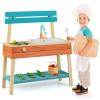 HONEY JOY Mud Kitchen and Barbecue Grill Combo, Real Faucet w/Running Water, Cedar Wood Pretend Play Kitchen for Toddler, Garden Tools & Cook Accessories, Outdoor Kids Kitchen Playset for Boys Girls view 1