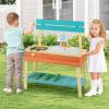 HONEY JOY Mud Kitchen and Barbecue Grill Combo, Real Faucet w/Running Water, Cedar Wood Pretend Play Kitchen for Toddler, Garden Tools & Cook Accessories, Outdoor Kids Kitchen Playset for Boys Girls view 2