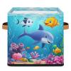11" Sea Animals Storage Cube Organizer Dolphin Clothes Storage Basket Bin for Closet Shelf Stingray Seaweed Nursery Kid Room Book Toy Chest, 1Pcs view 1