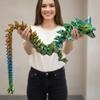48.82inch Super Large 3D Printed Crystal Dragon,Movable mouth,Flexible Joint Animal lacertid Figurines, Home Office Decor,Fidget Toy for Adults Teens Boy Festival Gifts ,Executive Desk Toy (GREEN) view 1