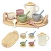 BOMOKS Wooden Tea Set for Toddlers 3-5, 15-Piece Pretend Play Kitchen Toys view 1