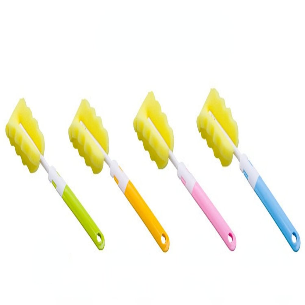 1 Pcs Magic Sponge Bottle Brush - Removable Cleaning Tool for Glass Cups & Bottles (Random Color)