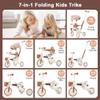 7-in-1 Kids Tricycle with Removable and Adjustable Push Rod, Toddler Push Bike with Removable Pedal, Canopy, and Guardrail, Toddler Bike for 18-72 Months (7 in 1, Ivory and Brown) view 4